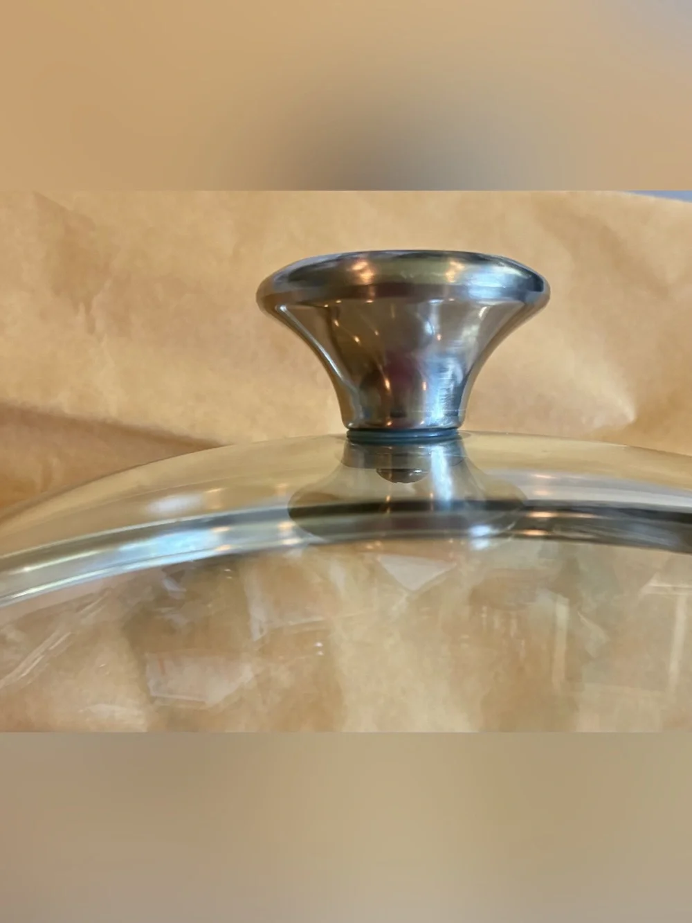 Le Creuset Replacement Tempered Glass Lid w/Brushed SS Knob; 9.5” Lid
